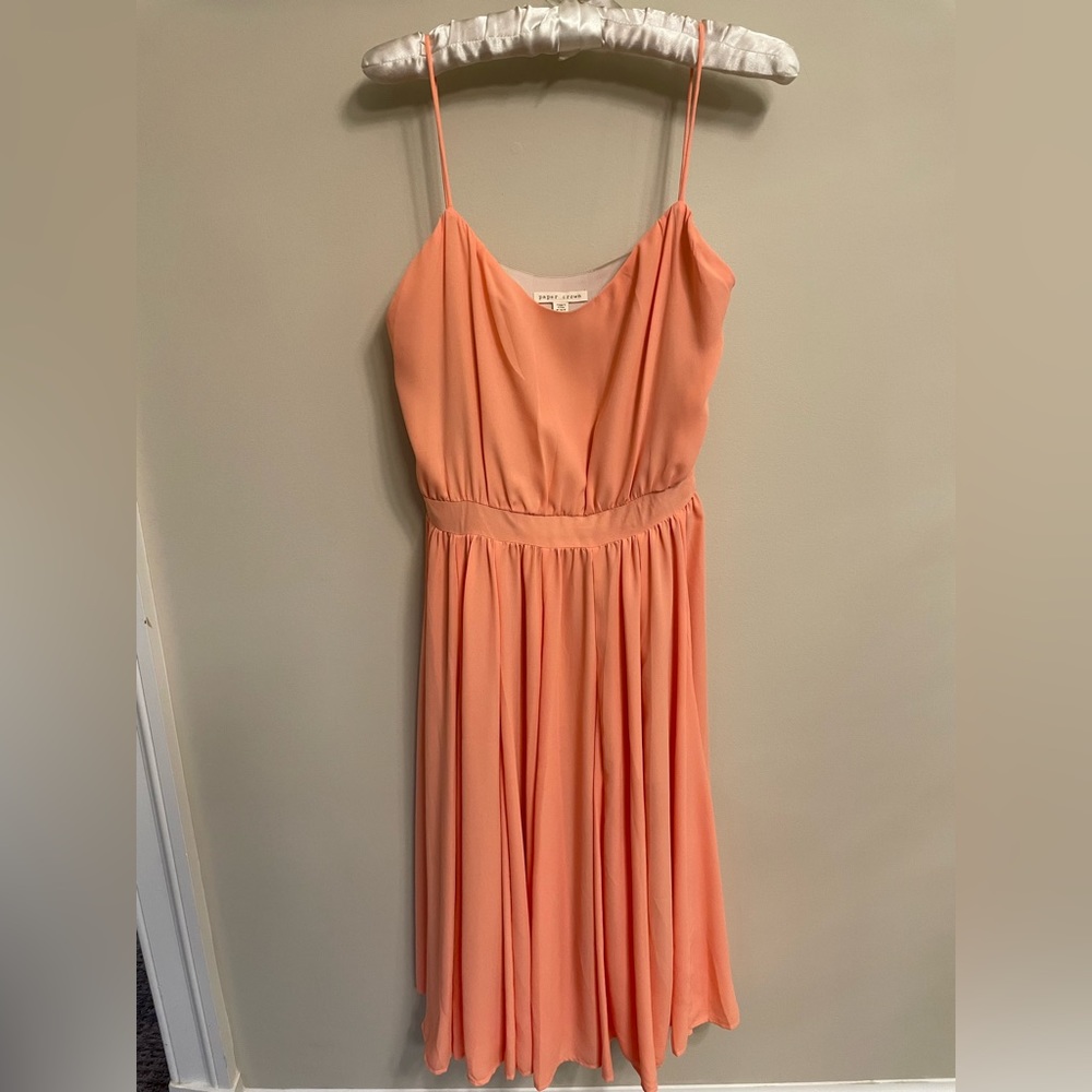 Women’s size 6 a-line midi dress with spaghetti straps.